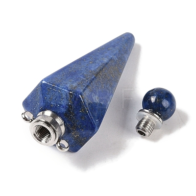 Dyed Natural Lapis Lazuli Faceted Cone Openable Perfume Bottle Big Pendants G-L524-18P-09-1