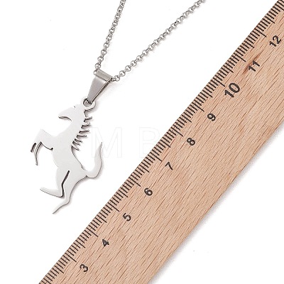 201 Stainless Steel Horse Pendant 304 Stainless Steel Pea Chain Necklaces for Women Men NJEW-JN05996-1