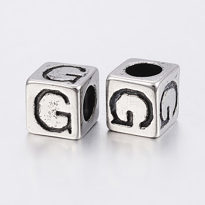 304 Stainless Steel Large Hole Letter European Beads STAS-H428-01AS-G-1