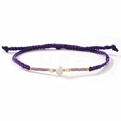 Bohemian Style Imitation Pearl & Glass Seed Bead Braided Bracelets XS0693-3-1
