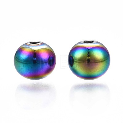 Rack Plating Rainbow Color 304 Stainless Steel Beads STAS-S119-081D-01-1