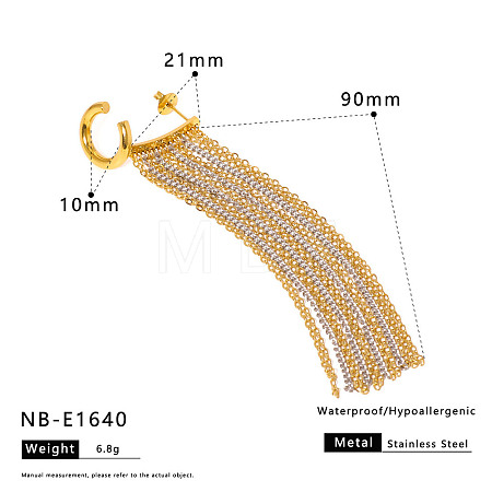 Two Tone 304 Stainless Steel Tassel Stud Earrings WG7CB8C-05-1