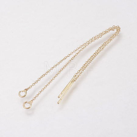 Brass Chain Stud Earring Findings KK-F730-05KCG-1