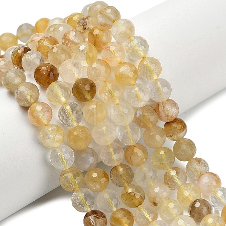 Grade A Natural Yellow Hematoid Quartz Beads Strands G-L642-F04-8mm-1