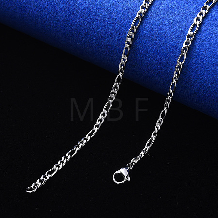 Non-Tarnish 304 Stainless Steel Figaro Chain Necklaces NJEW-S420-003C-P-1