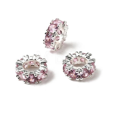 Brass with Cubic Zirconia European Beads ZIRC-L041-18A-S-1