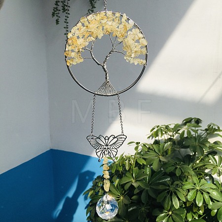 Glass Teardrop Pendant Decoration DJEW-PW0019-05E-1