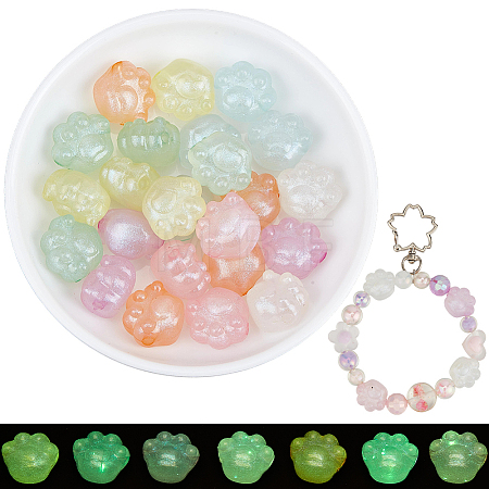 28Pcs 7 Colors Luminous Acrylic Beads OACR-PA0002-06-1