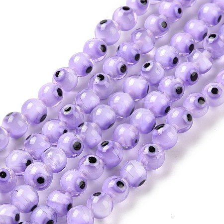 Handmade Evil Eye Lampwork Round Bead Strands X-LAMP-L055-6mm-26-1