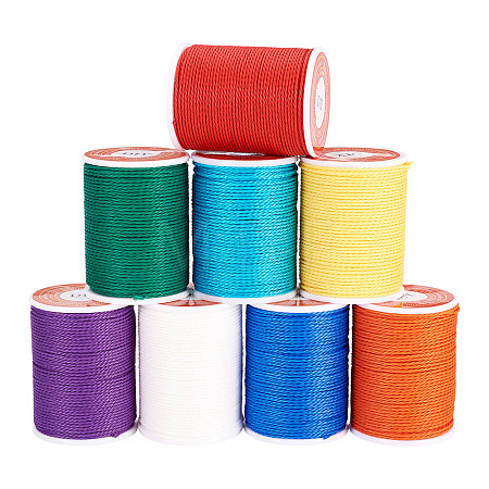 8 Rolls 8 Colors Round Waxed Polyester Cord YC-TA0001-26-1