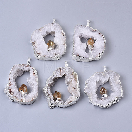 Natural Druzy Agate Big Pendants G-R458-05C-1