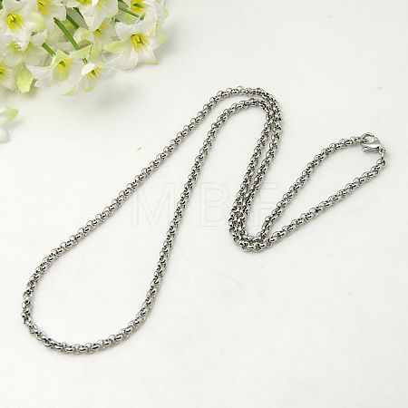 Tarnish Resistant Valentines Day Gift Ideas for Husband Men's Rolo Chain Necklaces 304 Stainless Steel Necklaces X-NJEW-C074-05-1