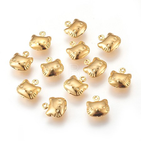 304 Stainless Steel Kitten Charms STAS-E447-24G-1