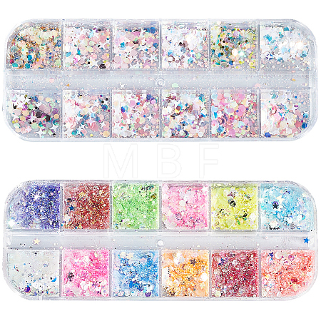 12-grid PET & Aluminum & ABS & Styrene Nail Art Decoration MRMJ-SP0001-31-1