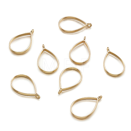 Rack Plating Alloy Teardrop Open Back Bezel Pendants PALLOY-TA0001-09G-1