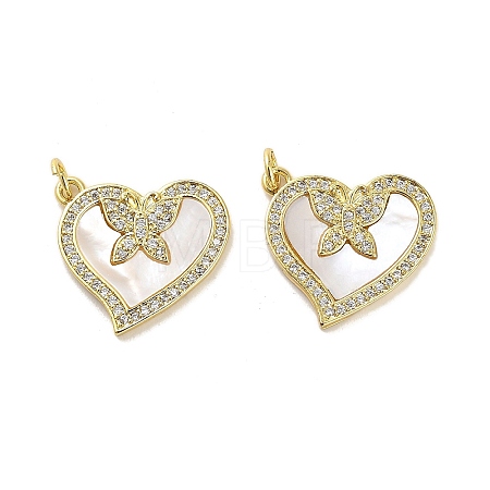 Brass Micro Pave Clear Cubic Zirconia Pendants KK-K365-04F-G-1