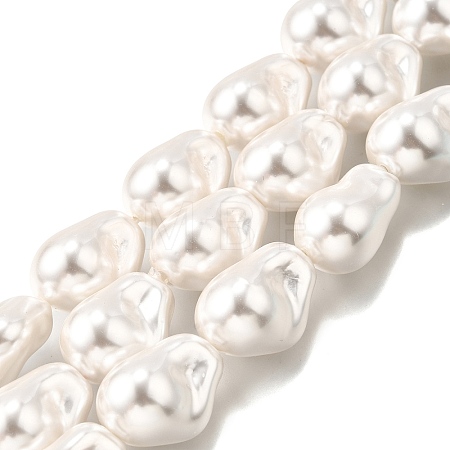 Electroplate Porcelain Imitation Pearl Beads Strands PORC-K009-01C-1