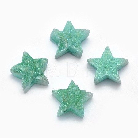 Electroplate Natural Druzy Quartz Charms G-P382-I13-1