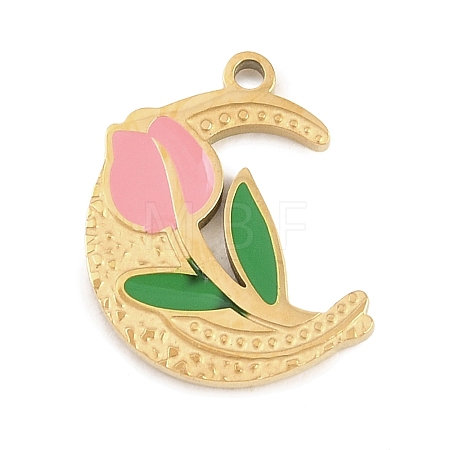 304 Stainless Steel Enamel Pendants STAS-P447-05C-G-1