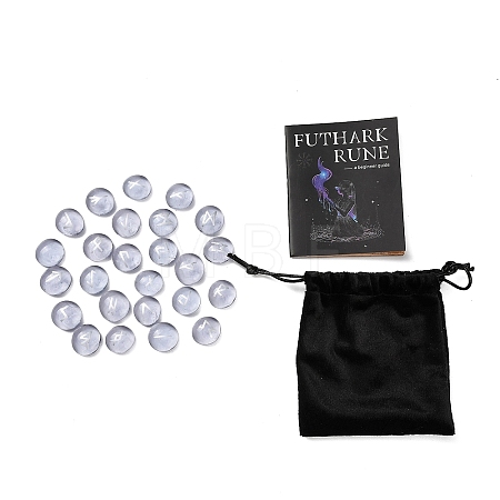 25Pcs Handmade Lampwork Futhark Rune Stones Set with Beginner Guidebook AJEW-P131-09-1