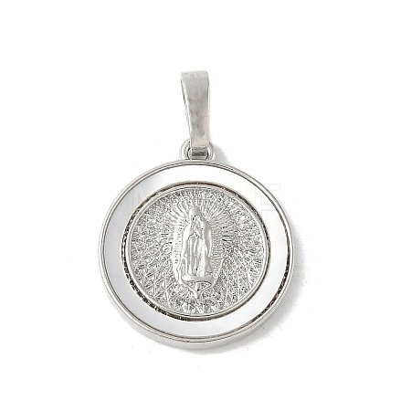 Brass Pave Natural White Shell Pendants KK-S522-06C-P-1