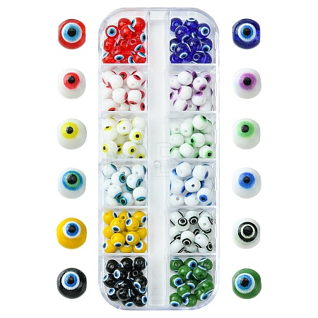 156Pcs 12 Colors Baking Paint Glass Beads DGLA-FS0001-04-1