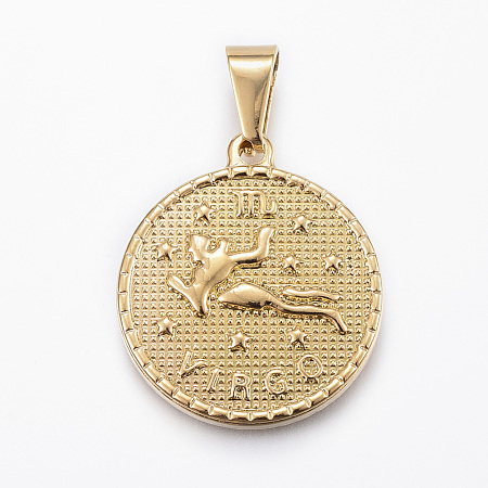 Real 18K Gold Plated 304 Stainless Steel Pendants X-STAS-H372-01B-1