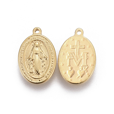 304 Stainless Steel Religon Charms STAS-P231-01G-1