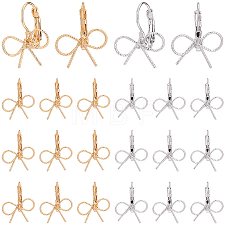 10 Piars 2 Colors Bowknot Brass Laverback Earrings for Women EJEW-SC0001-92-1