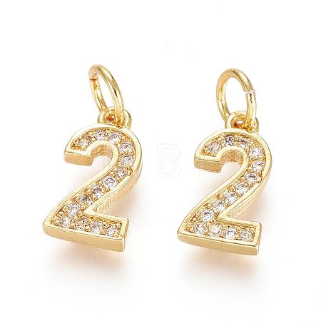 Brass Micro Pave Clear Cubic Zirconia Charms ZIRC-L092-02-G-1