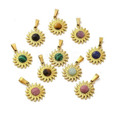 Gemstone Faceted Sun Pendants STAS-P361-03G-1