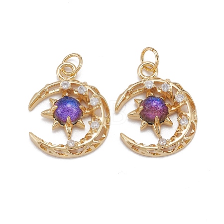Brass Micro Pave Clear Cubic Zirconia Glass Pendants X1-ZIRC-C024-06G-01-1