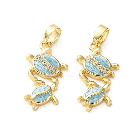Brass Micro Pave Clear Cubic Zirconia Pendants CU-CBA2554-09G-02-1