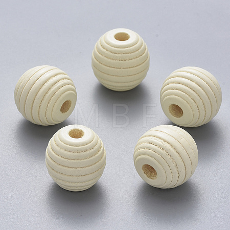 Painted Natural Wood Beehive European Beads WOOD-Q040-019A-A08-1