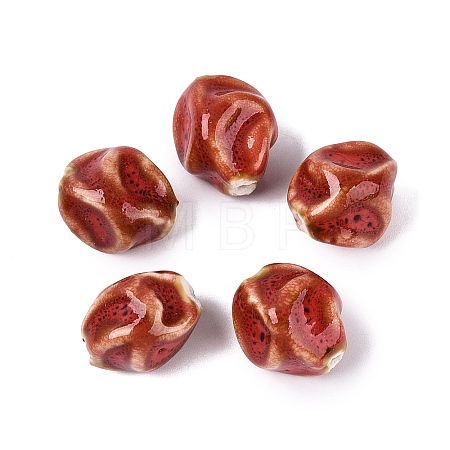 Vintage Handmade Porcelain Wrinkle Beads PORC-Q006-09A-1