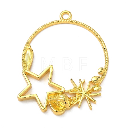 Ocean Theme Alloy Open Back Bezel Pendants PALLOY-F321-03C-G-1