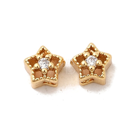 Brass Micro Pave Clear Cubic Zirconia Beads KK-P340-30G-1