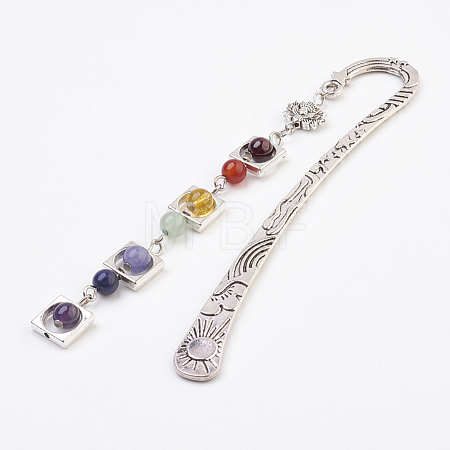Natural Gemstone Pendants Bookmarks AJEW-JK00140-1