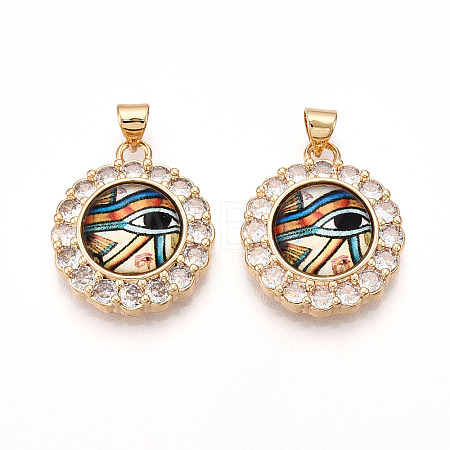 Brass Micro Pave Clear Cubic Zirconia Pendants for Women KK-T070-92A-02-1