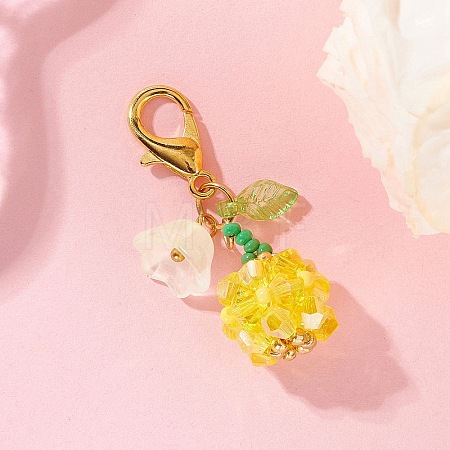 Fruit & Flowers Glass Seed Beads Pendant Decorations HJEW-MZ00407-01-1