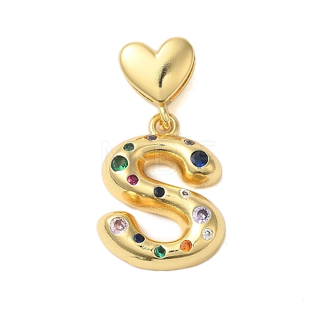 Rack Plating Brass Micro Pave Clear Cubic Zirconia Perdants KK-C067-12G-S-1