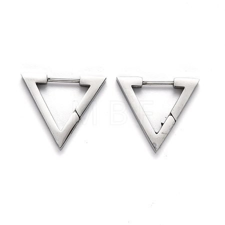 Tarnish Resistant 304 Stainless Steel Triangle Huggie Hoop Earrings STAS-H156-02A-P-1