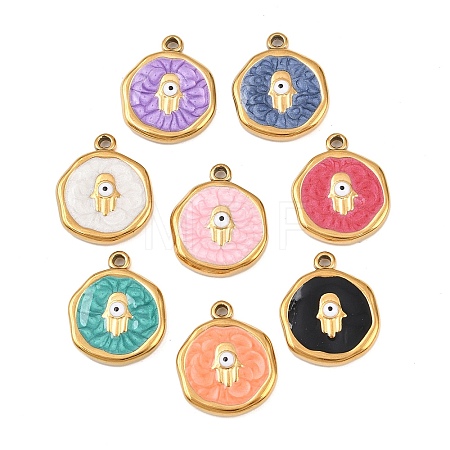 304 Stainless Steel Enamel Pendants STAS-P425-01G-04-1