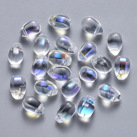 Transparent Spray Painted Glass Charms GLAA-R211-03-D07-1