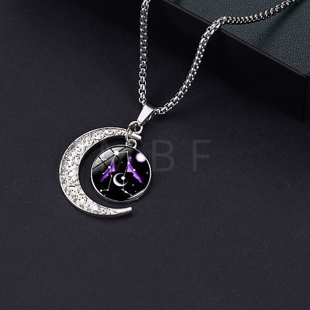 Alloy & Glass Luminous Moon Constellation Pendant Necklaces WG12A0F-05-1