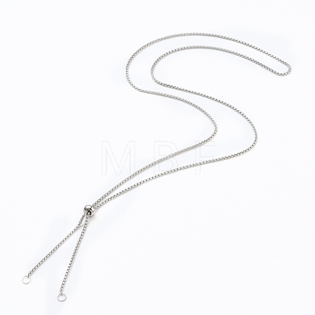 Tarnish Resistant 304 Stainless Steel Box Chain Slider Necklace Making AJEW-JB00777-01-1