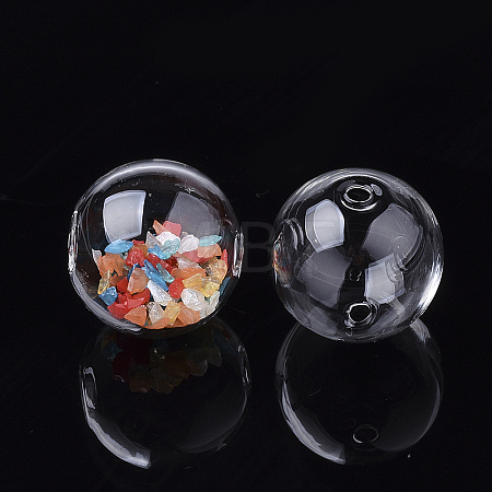Handmade Blown Glass Globe Beads DH017J-1-25mm-1
