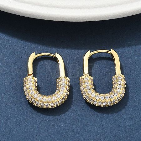 Brass Micro Pave Clear Cubic Zirconia Hoop Earrings EJEW-C182-07B-G-1