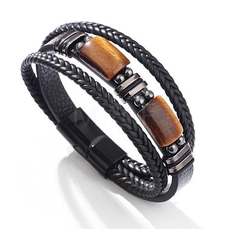 Natural Tiger Eye Beads Bangles PW-WG9293D-01-1