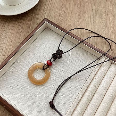 Resin Pendant Adjustable Waxed Cord Long Necklaces for Women FS-WG1D1FB-02-1